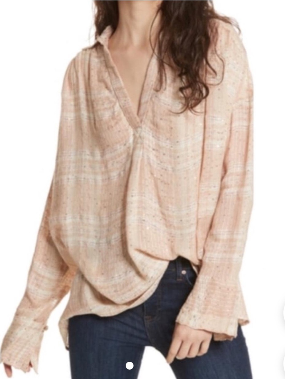 Free Peopke Fearkess love Woven Sequin too/tunic-‎ worn about 3x